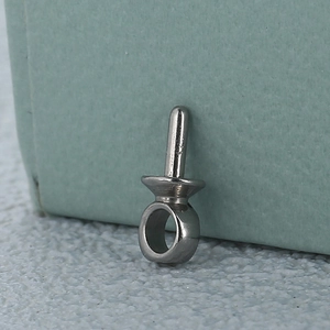 Polished stainless steel pendant connector for jewelry making on a light background