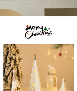 Glow ceramic Santa and Christmas tree decor with warm LED light on a cozy tabletop