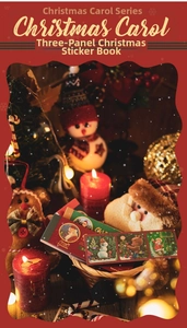 Macro view of Christmas stickers featuring vintage Santa Claus and festive illustrations