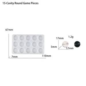 Moule en silicone 15 cavités pour pièces de jeu avec mesures détaillées affichées