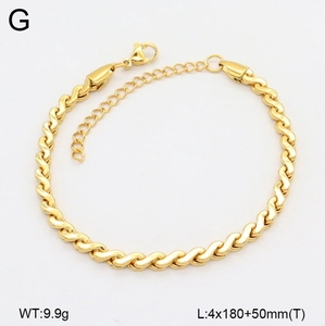 Gold double-layered titanium steel woven bracelet with adjustable chain for women