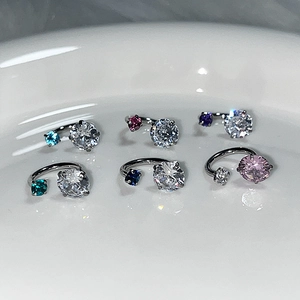 Titanium steel horseshoe earrings with sparkling zircon stones in various color sets