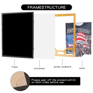 Jersey display shadow box frame with gold mat and solid wood finish for wall or desk