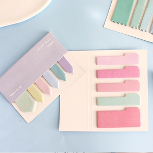 Detailed view of colorful index sticky notes in Morandi tones for marking and organizing