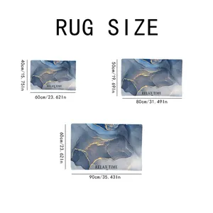 Size chart showing marble bath mat dimensions 40x60cm, 50x80cm, and 60x90cm details