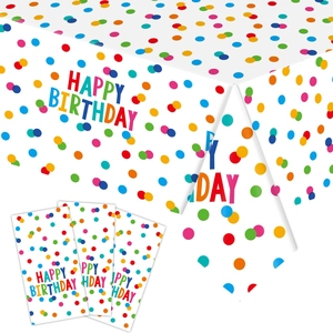 Birthday Party Tableware Disposable Plastic Paper Colorful Polka Dot Happy Birthday Theme Celebration Decor Supplies