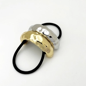 Minimalist Geometric Hammered Metal Hair Tie For Women Gold Silver Electroplated High Elastic Ponytail Holder Hair Accessories