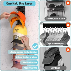 Organizzatore verticale a parete per berretti da baseball con design anti-deformazione