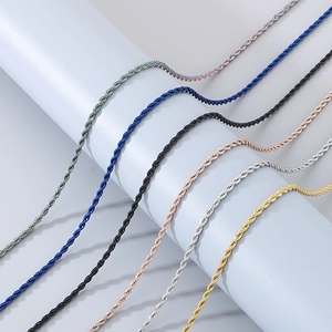 Chaînes corde en acier inoxydable poli en six couleurs métalliques de style hip-hop