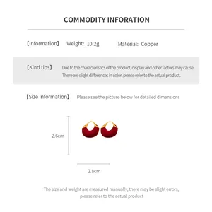 Detailed size specifications for gold-plated flocked U-shaped copper earrings