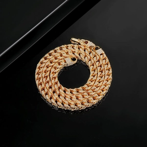 Luxurious 6mm gold Cuban link chain necklace with sparkling pavé zircons and folding clasp