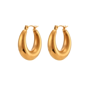 Classic 18K gold plated 25mm hollow teardrop hoop earrings with high polish finish