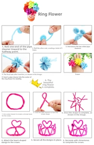 Step-by-step DIY tutorial for making rings and crowns using macaron fuzzy pipe cleaners