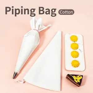 Cotton pastry bags set with stainless steel nozzle for cake decorating and baking