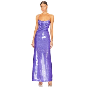 Vestito Da Sera Maxi Con Paillettes Sexy Schiena Scoperta Halter Stringato Slim Fit Abito Da Ballo Per Donna Elegante Formale