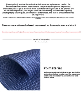 Detailed texture of dark blue round braided PP placemat showing heat-resistant woven pattern