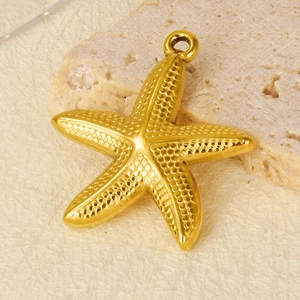 Golden 304 stainless steel starfish pendant with textured finish for DIY jewelry