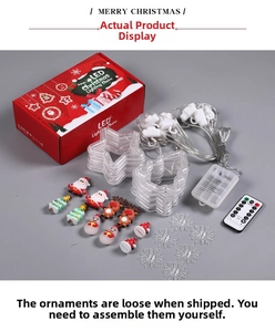 DIY Christmas LED star string light kit with various holiday charms and remote control
