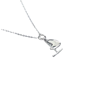 Elegant 925 sterling silver heart necklace with pig nose link and OT buckle on white background