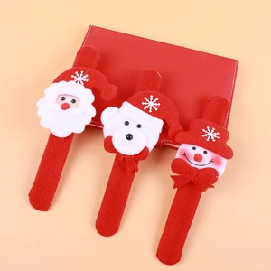 Led Light Up Christmas Slap Bracelets Plush Cartoon Santa Snowman Reindeer Bear Party Favors Gifts For Kids