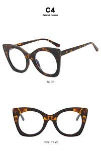 Dual view of oversized cat-eye tortoiseshell frames with side and front angles