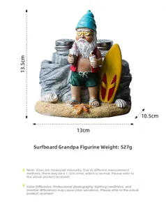 Détail du support à épices grand-père de plage avec salière et poivrière en verre