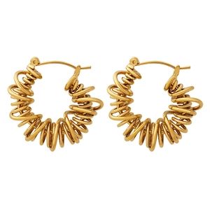Modern minimalist gold spiral twisted earrings with a geometric knot design for women