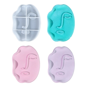 Stampo in silicone per vassoi a viso astratto e piatti portaoggetti in gesso decorati