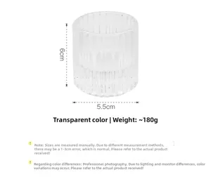 Detailansicht Teelichthalter aus Riffelglas mit 6cm Höhe und 5,5cm Durchmesser transparent