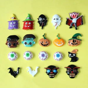 Halloween Ghost Pumpkin Bat Resin Flatback Charms For DIY Jewelry Making Headwear Phone Case Decoration Halloween Accessories