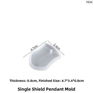 Translucent silicone shield pendant mold, 0.8cm thickness for DIY resin jewelry making