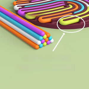 Macro detail of 13mm height colorful silicone strips for sensory activity board toys