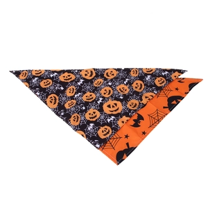 Lot de bandanas d'Halloween pour animaux avec motifs citrouilles et chauves-souris en noir