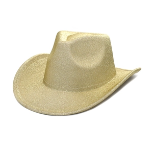 Classic western glitter cowboy hat in sparkling gold for nightclub and party festivals