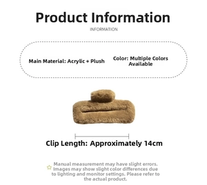 Detail showing 14cm large brown plush hair claw clip made of acrylic and soft faux fur