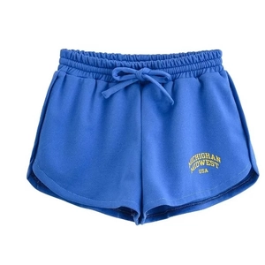 Short décontracté en coton bleu avec imprimé Michigan Midwest USA et taille élastique à cordon