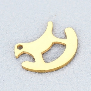 Pendentif cheval à bascule doré en acier inoxydable pour création de colliers DIY