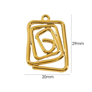 Irregular spiral 14K gold-plated stainless steel pendant detail with 29x20mm dimensions
