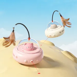 Jouet chat intelligent UFO avec pointeur laser et baguette à plumes pour divertissement