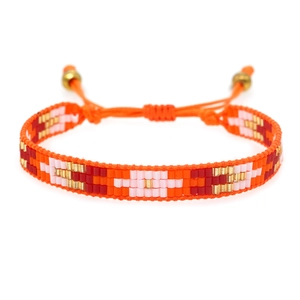 Böhmisches Miyuki-Perlenarmband mit geometrischem Muster und verstellbarem Band