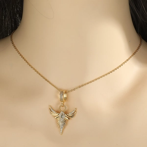 18K gold plated eagle wing pendant necklace for women with sparkling crystal accents