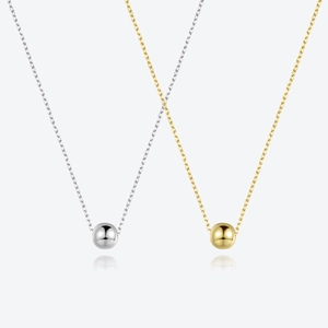 Minimalist Round Bead Pendant Necklace 925 Sterling Silver Polished Clavicle Chain For Women Elegant Daily Commute Jewelry