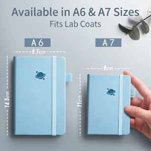 Portable A6 and A7 pocket journals with elastic straps and starry patterns in blue