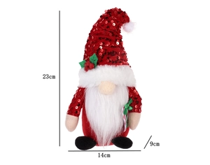 Christmas gnome plush doll dimensions 23x14x9cm with red sequin hat and white beard