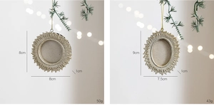 Champagne gold vintage resin sunburst frames for Christmas tree decor in two sizes