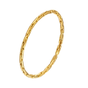 Minimalist golden stainless steel slim ring featuring a unique polished bamboo-style design
