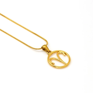Golden Aries zodiac cutout pendant on snake chain minimalist stainless steel necklace