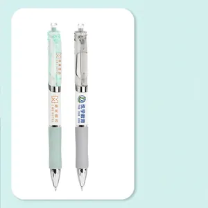 Customizable Morandi retractable gel pens with soft matte grip in minimalist white design
