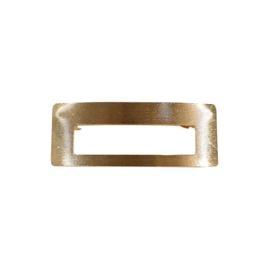 Vintage style gold metal hair clip with linear texture and rectangular cutout design