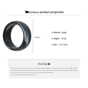 Detail view of marble pattern acrylic bangle with 7.5cm diameter and 58.3g weight specs
